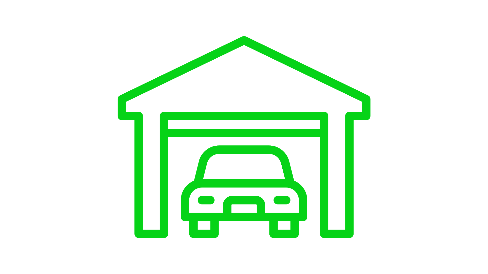 green logo of a garage with a car in it